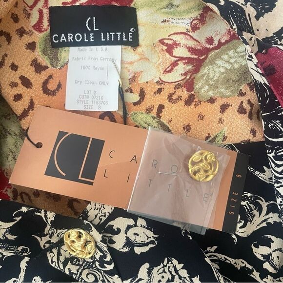 Nwt Deadstock Vintage Carole Little Mixed Media Print Blazer With Attached Vest - Picture 6 of 7